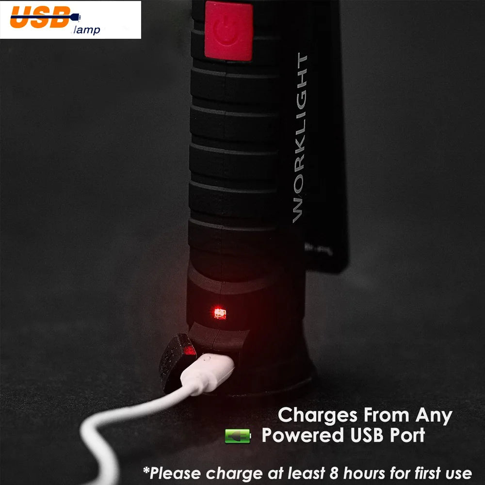 LED Tactical Flashlight USB Rechargeable Waterproof Magnetic - My Store