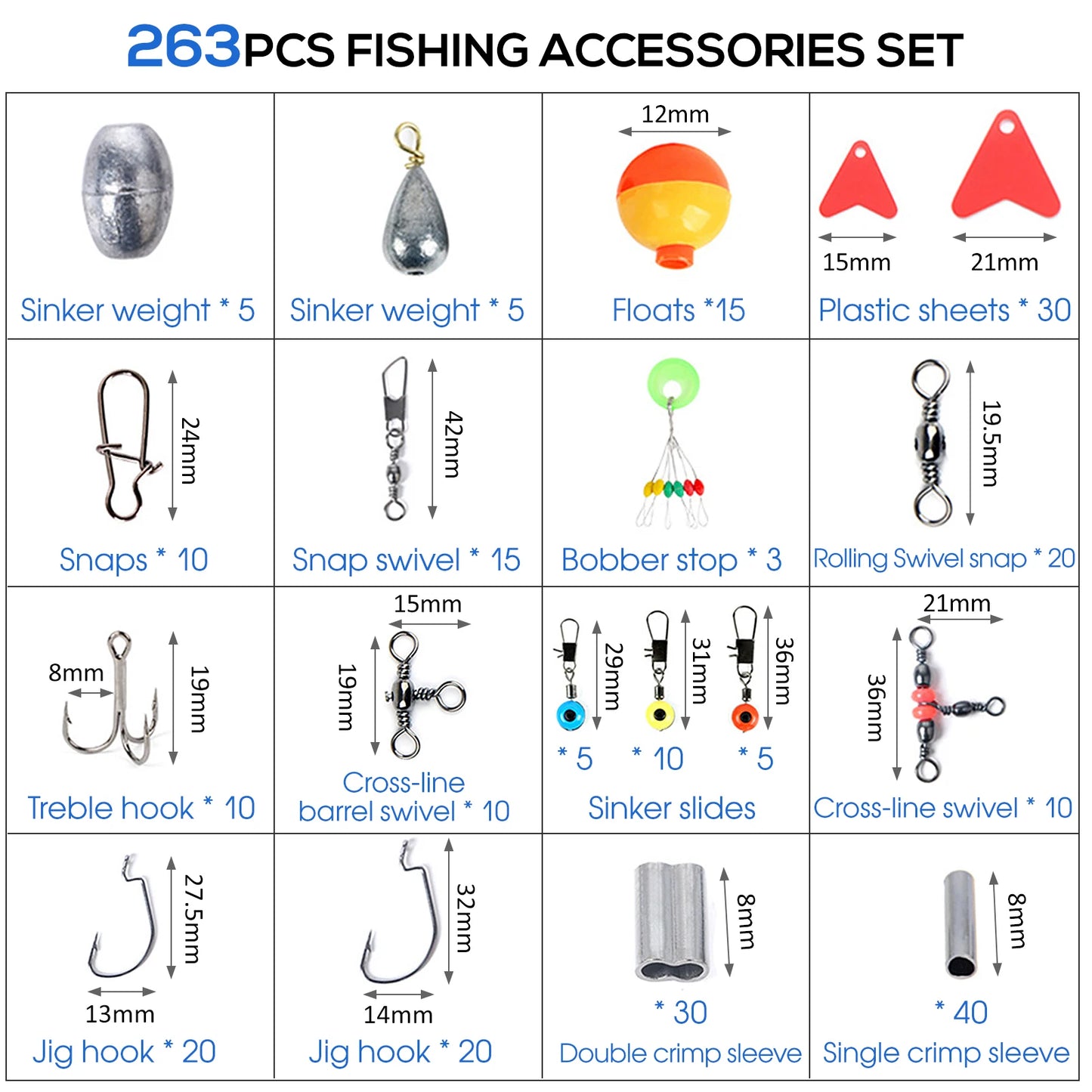 263pcs/Set Fishing Accessories Set with Tackle Box - My Store