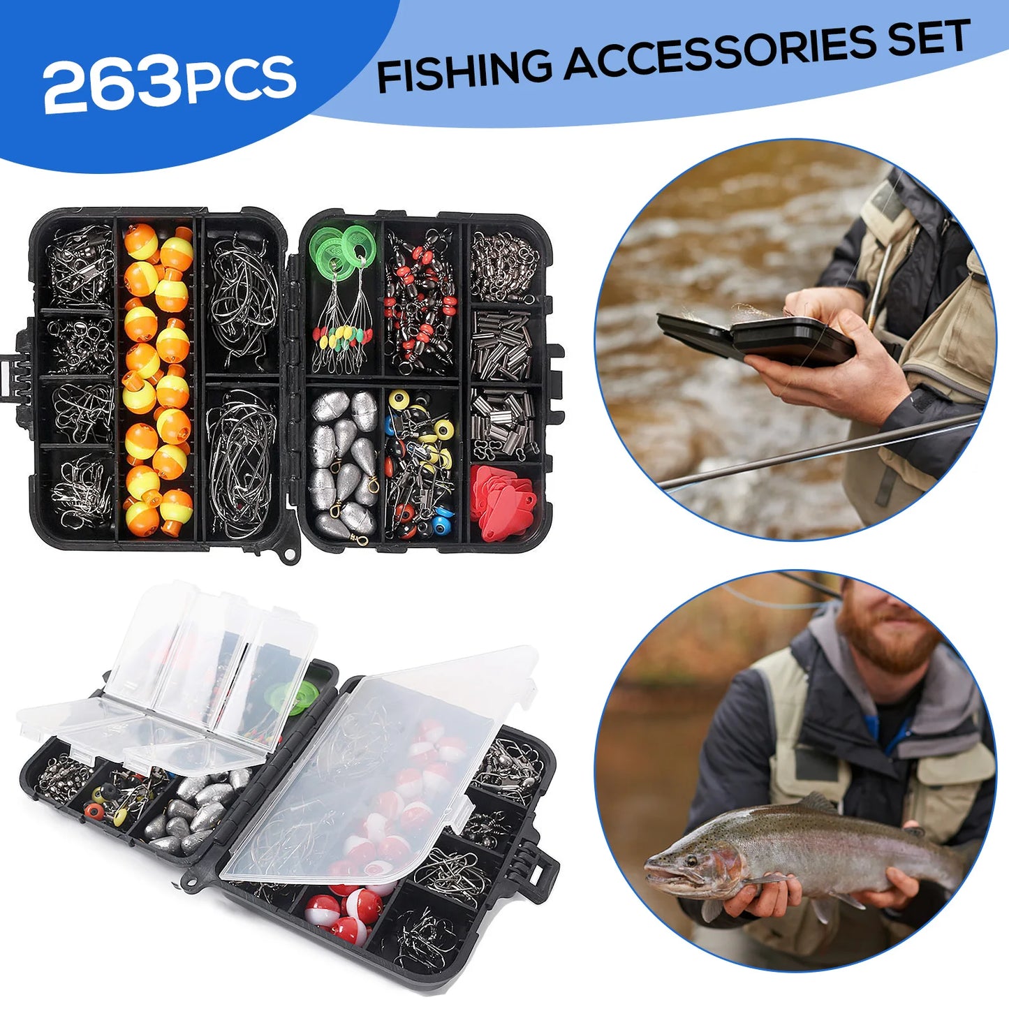 263pcs/Set Fishing Accessories Set with Tackle Box - My Store