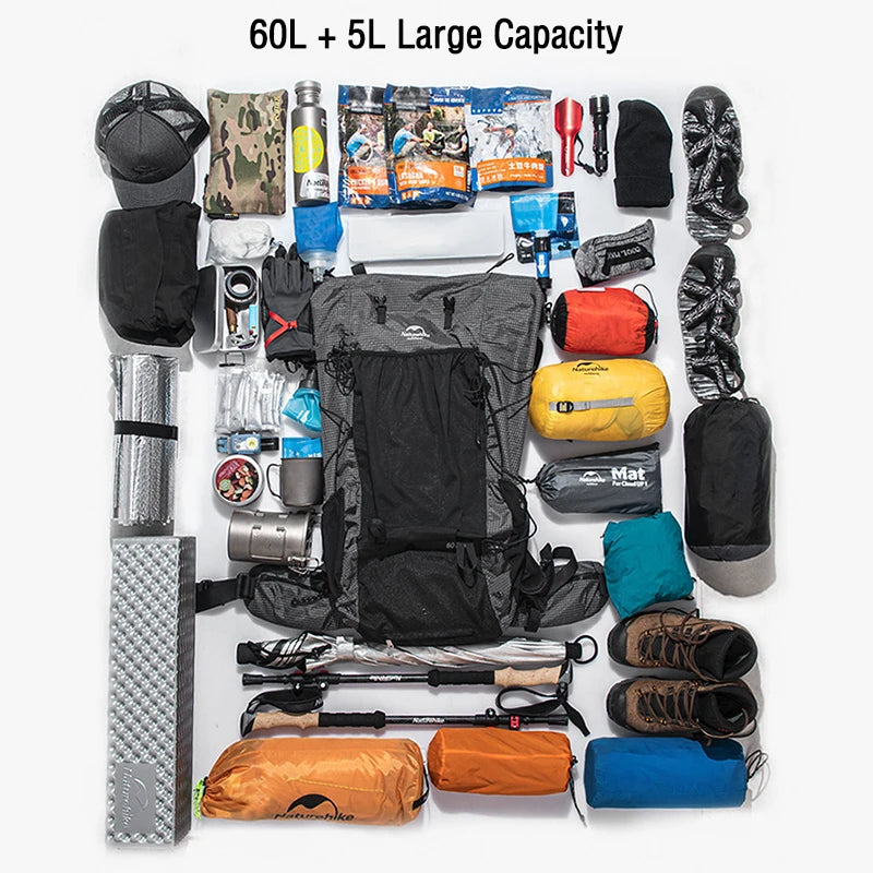 Naturehike Backpack 60+5L Large Capacity - My Store