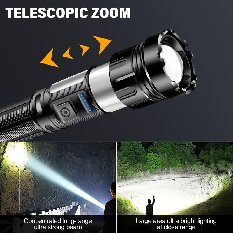 Powerful Tactical Rechargeable LED Flashlight - 7-Mode High Brightness