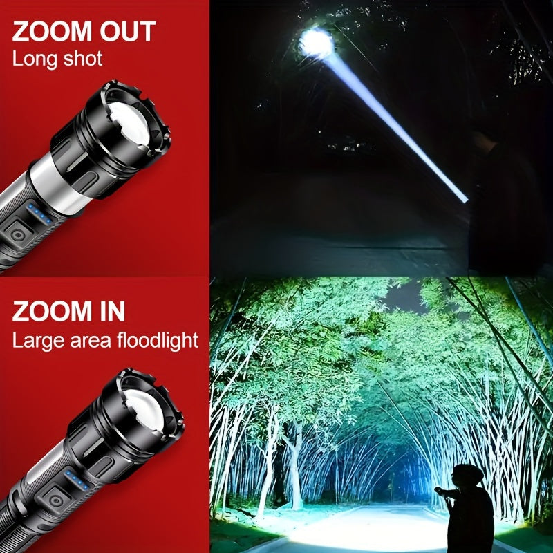 Powerful Tactical Rechargeable LED Flashlight - 7-Mode High Brightness