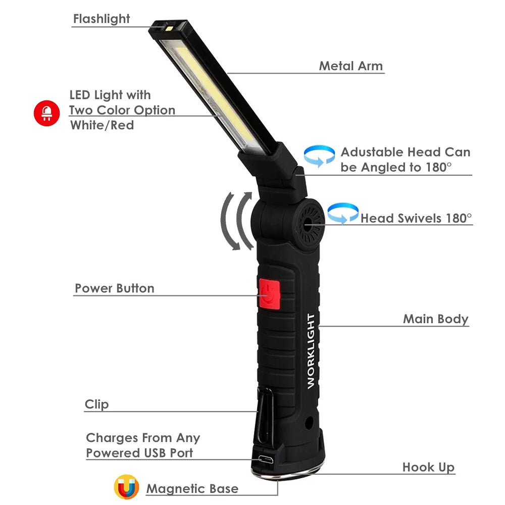 LED Tactical Flashlight USB Rechargeable Waterproof Magnetic - My Store