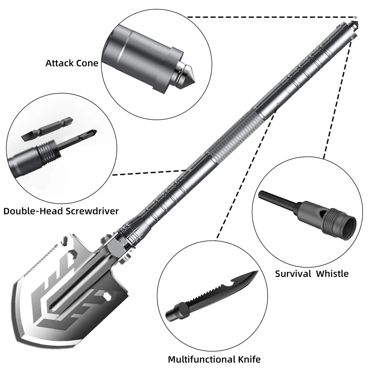 Multifunctional Military Shovel Survival Self-Defense Tool