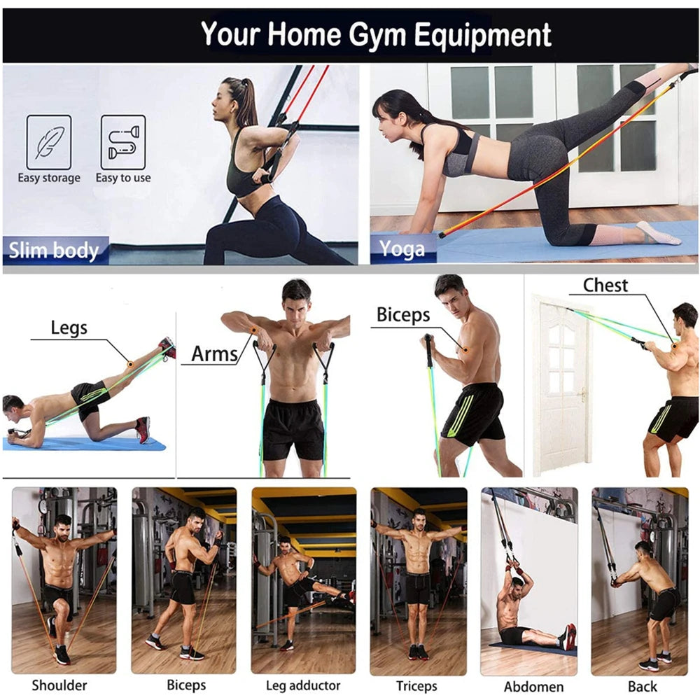 360lbs Fitness Exercises Resistance Bands Set - My Store