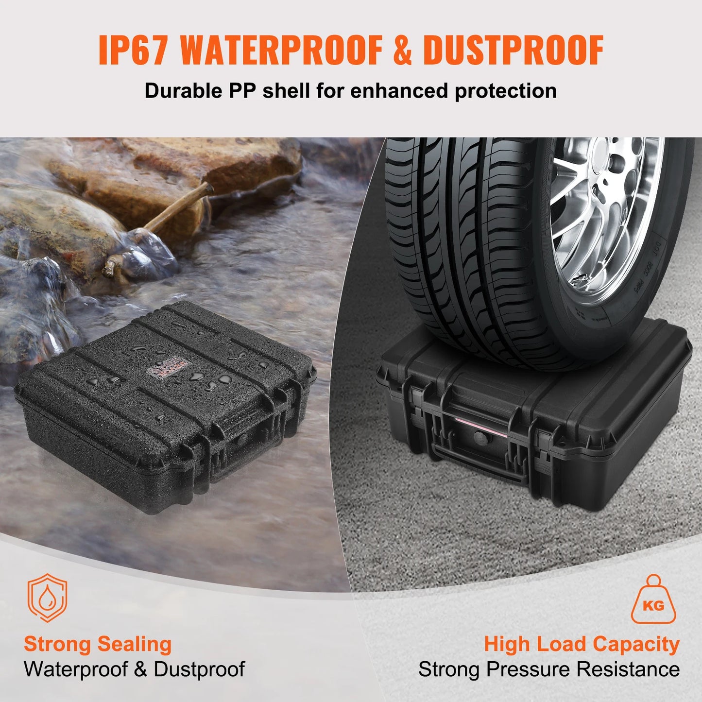 Hard Pistol Case with Pre-cut PU Foam Lining Waterproof Dustproof Lockable