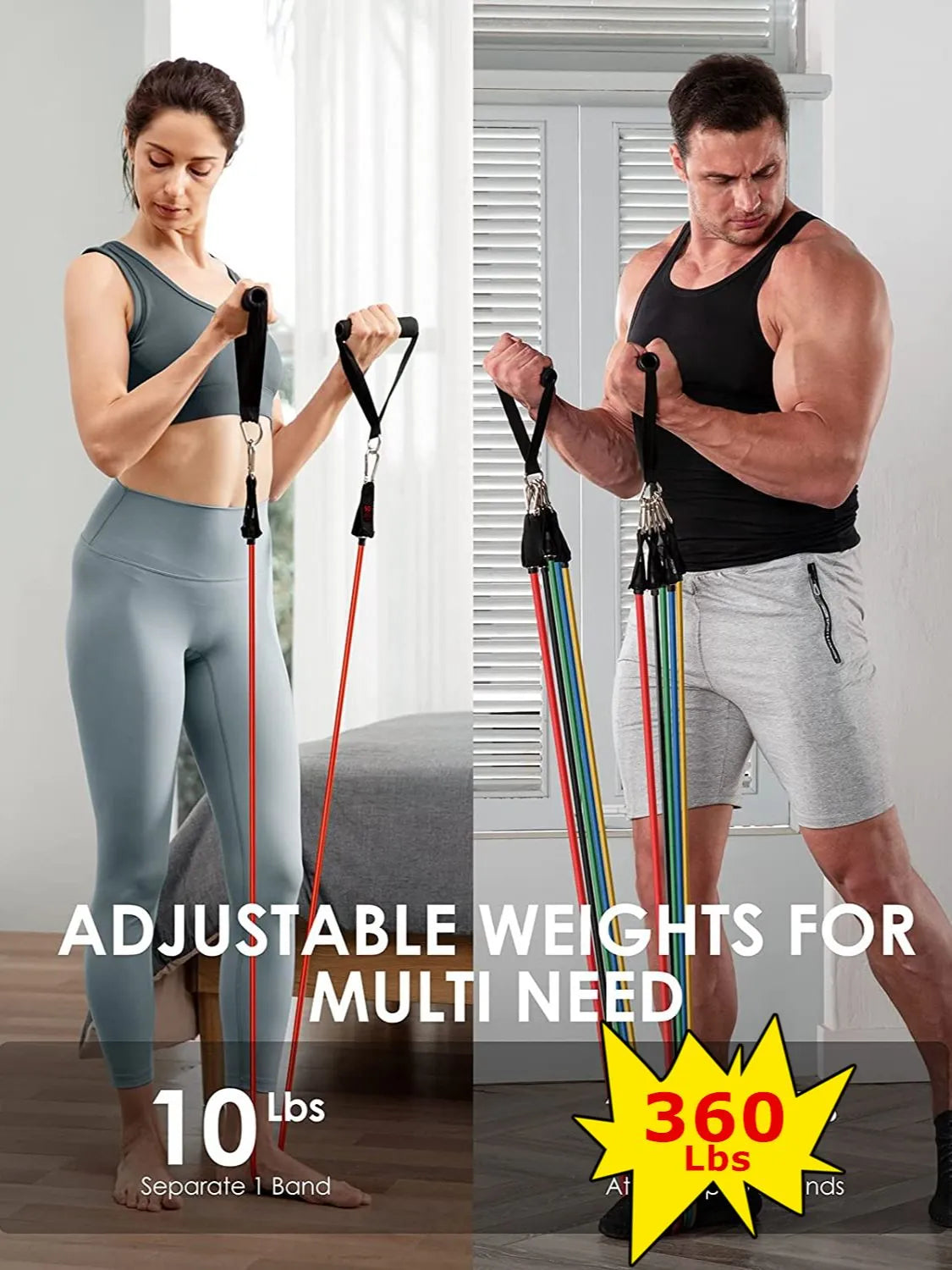 360lbs Fitness Exercises Resistance Bands Set - My Store